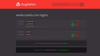 
                            1. wenku.baidu.com passwords - BugMeNot