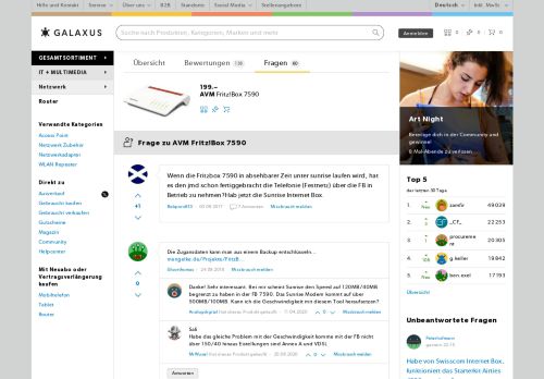 
                            9. Wenn die Fritzbox 7590 in absehbarer Zeit unter sunrise... - Galaxus