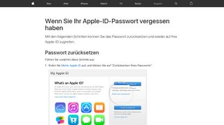 
                            7. Wenn Sie Ihr Apple-ID-Passwort vergessen haben - Apple Support