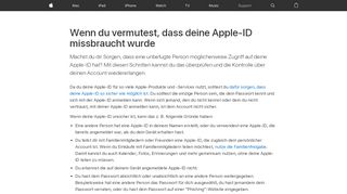 
                            6. Wenn Sie vermuten, dass Ihre Apple-ID missbraucht wurde - Apple ...