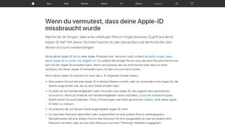 
                            7. Wenn Sie vermuten, dass Ihre Apple-ID missbraucht wurde - Apple ...