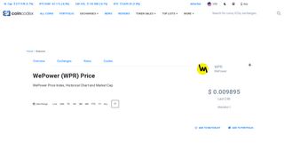 
                            13. WePower (WPR) Price, Chart, Value & Market Cap | CoinCodex