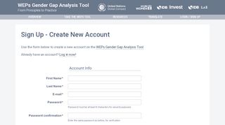 
                            4. WEPs GAT Tool - Sign Up - Create New Account