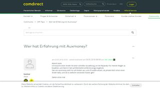 
                            12. Wer hat Erfahrung mit Auxmoney? - comdirect