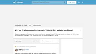 
                            7. Wer hat Erfahrungen mit autoscout24? Möchte dort mein Auto ...