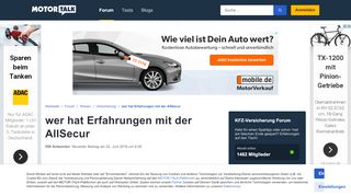 
                            7. wer hat Erfahrungen mit der AllSecur - Seite 21 - Da... - Motor-Talk