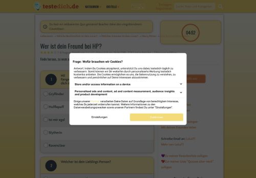 
                            12. Wer ist dein Freund bei HP? - Teste-dich