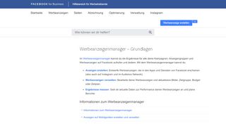 
                            2. Werbeanzeigenmanager – Grundlagen | Hilfebereich für Facebook ...