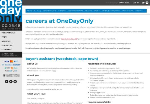 
                            13. We're hiring! | OneDayOnly.co.za