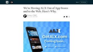 
                            9. We're Moving ALX Out of App Stores and to the Web. Here ...