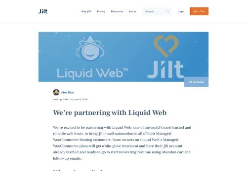
                            13. We're partnering with Liquid Web - Jilt
