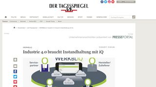 
                            8. WERKBLiQ: Industrie 4.0 braucht Instandhaltung mit iQ - ots ...