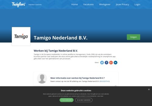 
                            7. Werken bij Tamigo Nederland B.V. | Vacaturesite Twiglers