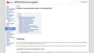 
                            4. Werken met gebruikersnaam en wachtwoord - NETQ Premium support
