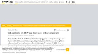 
                            10. Wermelskirchen: Zählerstände bei BEW per Karte oder online ...