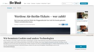 
                            11. Wertlose Air-Berlin-Tickets – wer zahlt? - News Wirtschaft ... - Der Bund