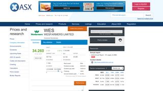 
                            12. WESFARMERS LIMITED (WES) Share Price & Information - ASX