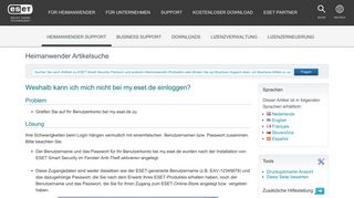 
                            1. Weshalb kann ich mich nicht bei my.eset.de einloggen?—ESET ...