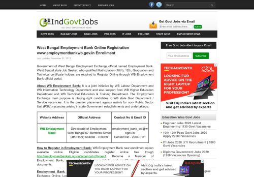 
                            7. West Bengal Employment Bank Online Registration www ...