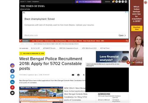 
                            10. West Bengal Police Recruitment 2018: Apply for 5702 Constable posts ...