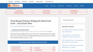 
                            6. West Bengal Postman Mailguard Admit Card 2018 - 2019 Exam Date