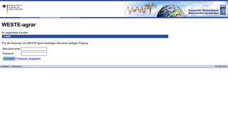 
                            5. WESTE2-agrar - Produktbestellung: Login - Deutscher Wetterdienst