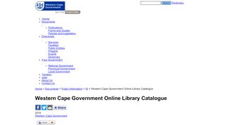 
                            2. Western Cape Government Online Library Catalogue | Western Cape ...