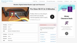 
                            4. Western Digital Default Router Login and Password - Clean CSS