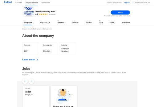 
                            9. Western Security Bank Careers and Employment | Indeed.com