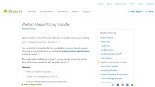 
                            6. Western Union Money Transfer | Online Banking Services | Regions