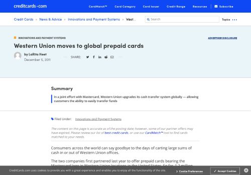 
                            10. Western Union moves to global prepaid cards - CreditCards.com