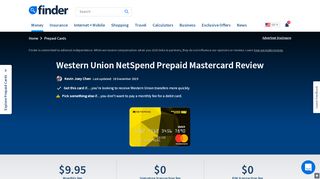 
                            11. Western Union NetSpend Prepaid Mastercard review | finder.com