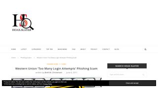 
                            10. Western Union 'Too Many Login Attempts' Phishing Scam - Hoax-Slayer