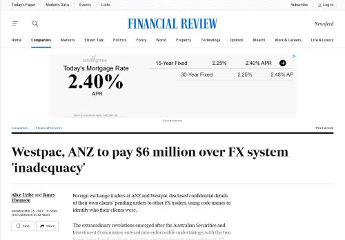 
                            7. Westpac, ANZ to pay $6 million over FX system 'inadequacy'