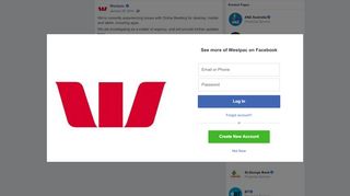 
                            10. Westpac - We're currently experiencing issues with Online... | Facebook