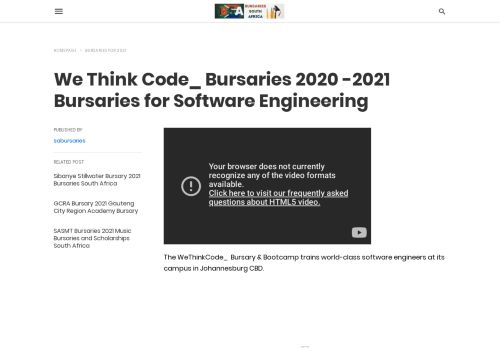 
                            8. WeThinkCode Bursary 2019 - 2020 Bursaries for Software Engineering