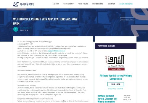 
                            4. WeThinkCode Cohort 2019 Applications are Now Open | Silicon Cape