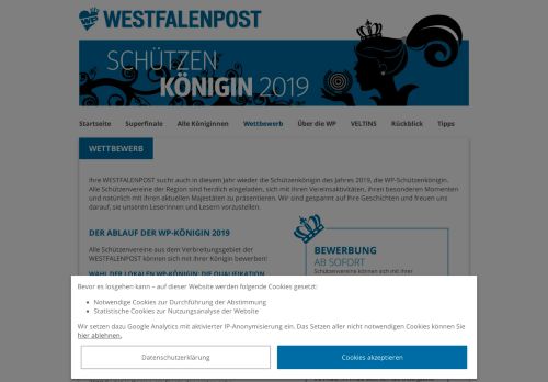 
                            10. Wettbewerb | WP-Königin 2018: Wir suchen die Schützenkönigin des ...