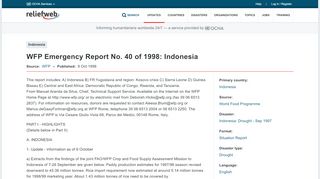 
                            13. WFP Emergency Report No. 40 of 1998: Indonesia - ReliefWeb