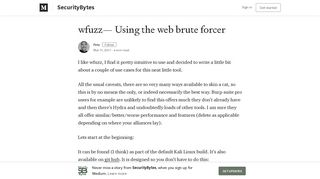 
                            7. wfuzz— Using the web brute forcer – SecurityBytes