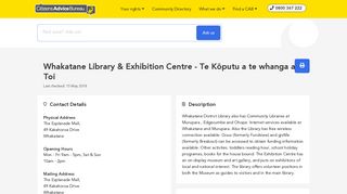 
                            12. Whakatane Library & Exhibition Centre - Community Directory Detail