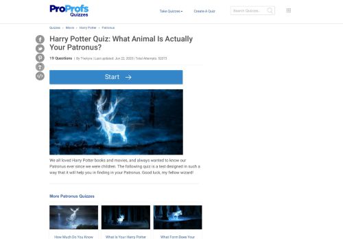 
                            2. What Animal Is Actually Your Patronus? - ProProfs Quiz