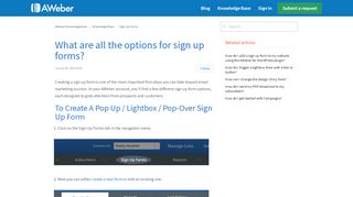 
                            3. What are all the options for sign up forms? – AWeber Knowledge Base