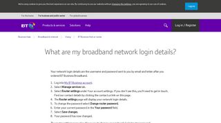 
                            10. What are my broadband network login details? | BT Business