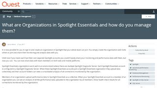 
                            3. What are Organizations in Spotlight Essentials and ... - Quest Community