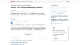 
                            13. What are some good stock trading app for mobile? - Quora