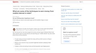 
                            13. What are some of the techniques to earn money from mobile internet ...