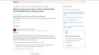 
                            12. What are some ways to get a T-shirt on HackerEarth and HackerRank ...