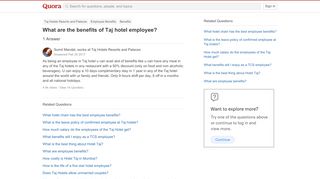 
                            2. What are the benefits of Taj hotel employee? - Quora