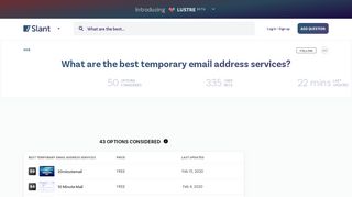 
                            10. What are the best temporary email address services? - Slant